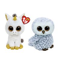 Ty - Knuffel - Beanie Boo's - Pegasus Unicorn & Owlette Owl - thumbnail