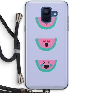 Smiley watermeloen: Samsung Galaxy A6 (2018) Transparant Hoesje met koord
