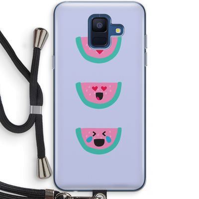 Smiley watermeloen: Samsung Galaxy A6 (2018) Transparant Hoesje met koord