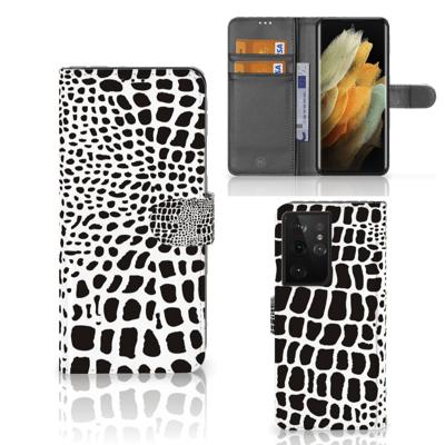Samsung Galaxy S21 Ultra | Telefoonhoesje | Met pasjeshouder | Slangenprint