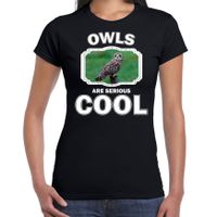 T-shirt owls are serious cool zwart dames - uilen/ velduil shirt 2XL  -