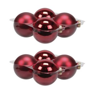 8x stuks glazen kerstballen rood 10 cm mat/glans