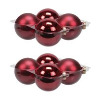 8x stuks glazen kerstballen rood 10 cm mat/glans