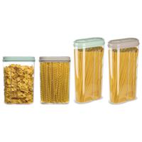 Voedselcontainers set - 4 stuks - beige/mint groen - 2350ml en 1500ml - kunststof - voorraadpot