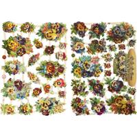 Vintage plaatjes, viooltje, vel 16,5x23,5 cm, 2 vel/ 1 doos