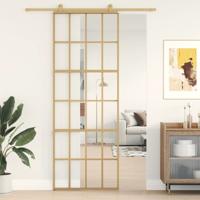 VidaXL Schuifdeur 76x205 cm helder esg-glas en aluminium goudkleurig VidaXL Schuifdeur 76x205 cm helder esg-glas en aluminium goudkleurig
