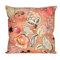 Sierkussen voor binnen en buiten - wild flowers - terracotta - 45 x 45 cm - tuinkussen