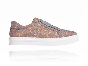 Blue Cork Flower Sneakers Lureaux - Handgemaakte Nette Schoenen Voor Heren