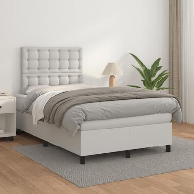 Boxspring met matras kunstleer wit 120x200 cm