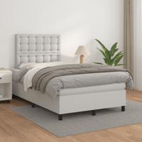 Boxspring met matras kunstleer wit 120x200 cm