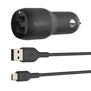 Belkin Dual USB-A Car Charger, 12W X2 Oplader Zwart