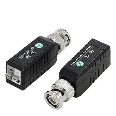 2 stks CCTV twisted BNC Enkelkanaals passieve video balun transceiver (zwart)