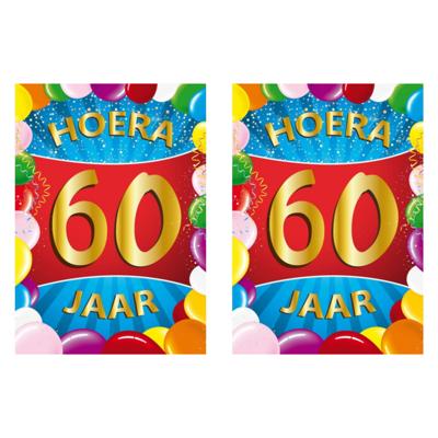 Verjaardag deurposter - 2x - 60 jaar - multi - 59 x 84 cm - leeftijd feestartikelen Verjaardag deurposter - 2x - 60 jaar - multi - 59 x 84 cm - leeftijd feestartikelen