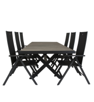 Qopps Ottowa uitschuif tafel 205/265 x 100 antraciet met Napoli verstelbare tuinstoel