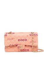 CHANEL Pre-Owned sac porté épaule Double Flap à logo imprimé (2002) - Rose - thumbnail