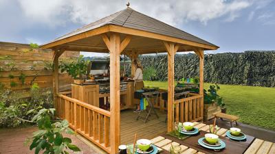 Lugarde VV8 Veranda 300x300 cm vurenhout blank- Puntdak- Onbehandeld vurenhout- Lugarde