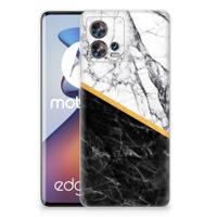 Motorola Edge 30 Fusion | TPU | Siliconen hoesje | Marmer Wit Zwart - Origineel Cadeau Man