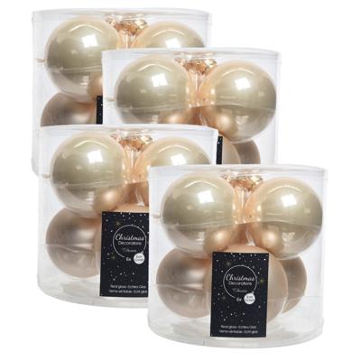 Decoris Kerstballen - 24x - glas - 6 stuks - champagne - 8 cm