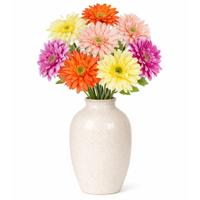 Boeket Kunstbloemen Gerbera's - H60 cm - 4 kleuren mix - 8x stelen kunstbloemen