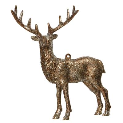 Kersthangers - hertje - met glitters - koperbruin - 14 cm