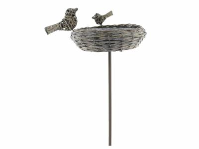 vogelvoerbak wilg d30h118cm grijs - inclusief zinken schaal Van der Leeden - Van der leeden