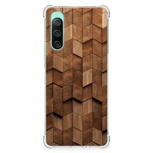 Stevig Telefoonhoesje voor Sony Xperia 10 V Wooden Cubes