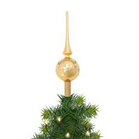 Luxe glazen piek goud met glitter sneeuwvlok 28 cm kerstpieken