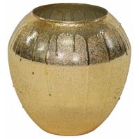 Vaas Oman Drip - goud - glas - druip effect - D31 x H31 cm - bloemenvaas