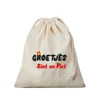 1x Sinterklaas cadeauzak Groetjes van Sint  en Piet met koord voor pakjesavond als cadeauverpakking   - - thumbnail