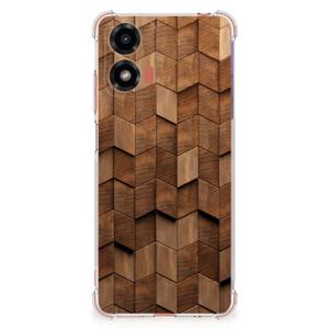 Stevig Telefoonhoesje voor Motorola Moto G24 | G24 Power | G04 Wooden Cubes