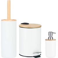 Berilo badkamer accesoires set Malaga - toiletborstel/pedaalemmer/zeep - wit