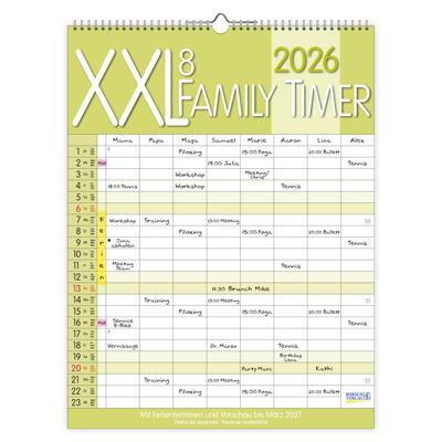 Familytimer XXL Kalender 2026 voor 8 pers