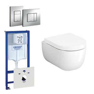 Clou Hammock Compact Toiletset - inbouwreservoir - wandtoilet - softclose - quickrelease - bedieningsplaat verticaal/horizontaal - chroom 0720001/0729205/sw106248/sw106250/