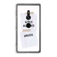 No Girls Allowed Unless: Sony Xperia XZ2 Transparant Hoesje