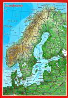 Ansichtkaart Scandinavia met reliëf | GeoRelief