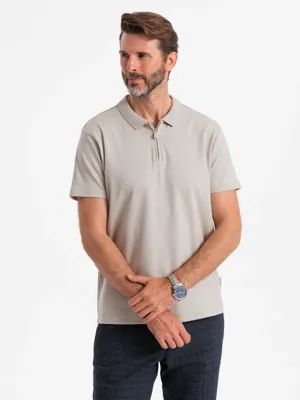 Italian Style - Poloshirt Heren - Korte Mouw Met Rits - Lichtgrijs - Italianstyle