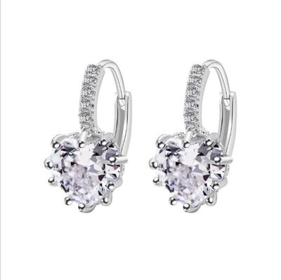 Schattig hart echte 925 Sterling Zilver Zirkonia stenen oorbellen