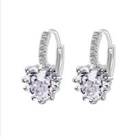 Schattig hart echte 925 Sterling Zilver Zirkonia stenen oorbellen