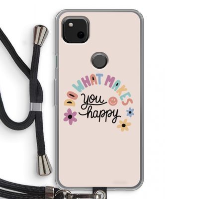 Happy days: Pixel 4a Transparant Hoesje met koord