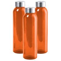 Waterfles/drinkfles AQUAMAN - 3x - glas - Oranje - met RVS dop - 500 ml - Sportfles - Bidon