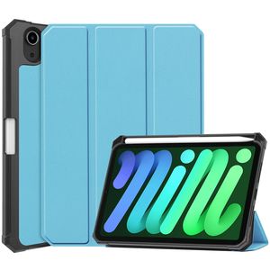 Basey iPad Mini 6 Hoesje Kunstleer Hoes Case Cover -Lichtblauw