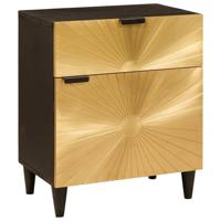Nachtkastje Zwart en Goud 50 x 33 x 60 cm massief mangohout