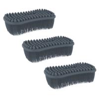 Schoonmaak afwas pannen/schalen spons - 3x - silicone- 2 zijdig - zwart - 14 x 7 cm