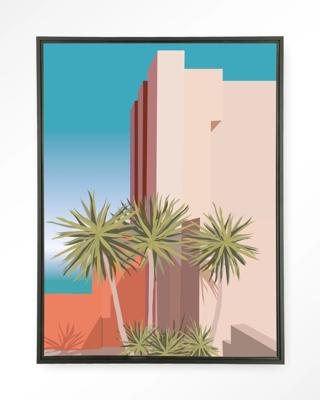 Urban Cotton Wandkleed 'Tropical Place' 80 x 110cm in Floating Frame - black