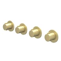 Afbouwdeel IVY Pact Inbouwthermostaat 3 Stopkranen Symmetry Met Ronde Rozetten Geborsteld Mat Goud PVD