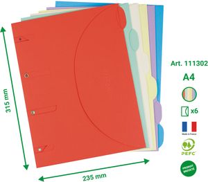 Tarifold smartfolder, geperforeerde showtas, geassorteerde kleuren, pak van 6 stuks