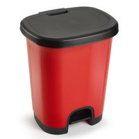 PlasticForte Pedaalemmer - kunststof - zwart-rood - 18 liter - Pedaalemmers - thumbnail