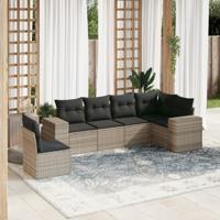 6-delige Loungeset met kussens poly rattan lichtgrijs