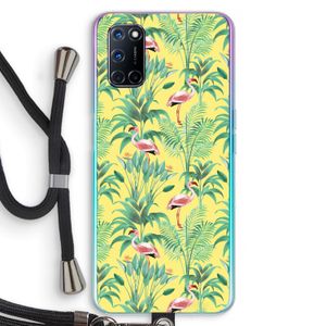 Flamingo party: Oppo A92 Transparant Hoesje met koord