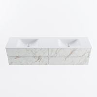 MONDIAZ VICA 190cm badmeubel onderkast Carrara 4 lades. Wastafel CLOUD dubbel zonder kraangat, kleur Talc. - thumbnail